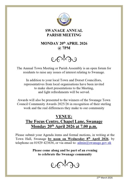 Swanage Annual Parish Meeting – Monday 20 April 2026